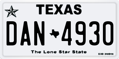 TX license plate DAN4930