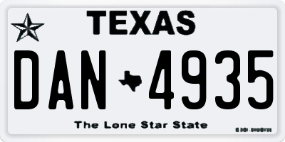 TX license plate DAN4935