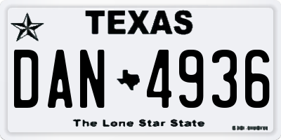 TX license plate DAN4936