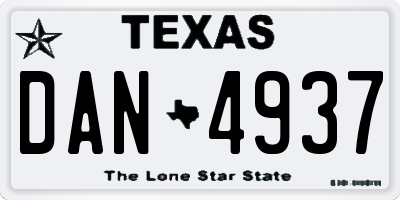 TX license plate DAN4937