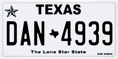 TX license plate DAN4939