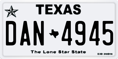 TX license plate DAN4945