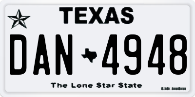 TX license plate DAN4948