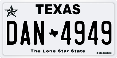 TX license plate DAN4949