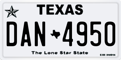 TX license plate DAN4950