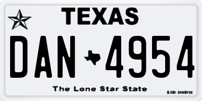 TX license plate DAN4954
