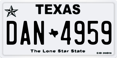 TX license plate DAN4959