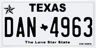 TX license plate DAN4963