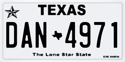 TX license plate DAN4971