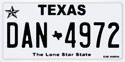 TX license plate DAN4972
