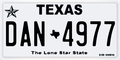 TX license plate DAN4977