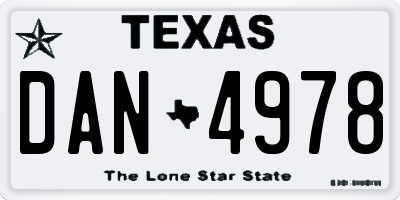 TX license plate DAN4978