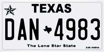 TX license plate DAN4983