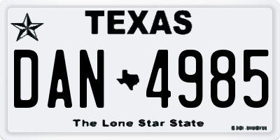 TX license plate DAN4985