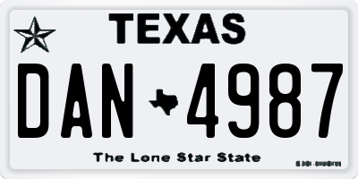 TX license plate DAN4987