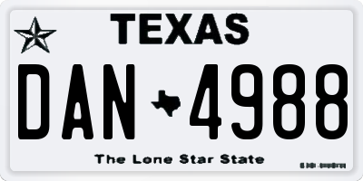 TX license plate DAN4988