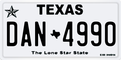 TX license plate DAN4990