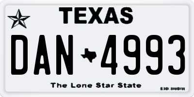 TX license plate DAN4993
