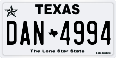 TX license plate DAN4994