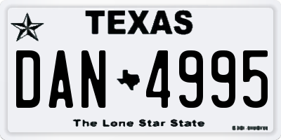 TX license plate DAN4995