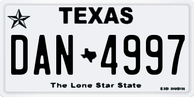 TX license plate DAN4997