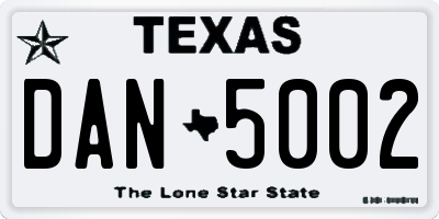 TX license plate DAN5002