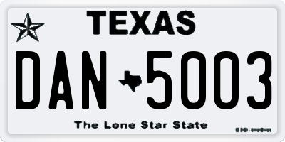 TX license plate DAN5003