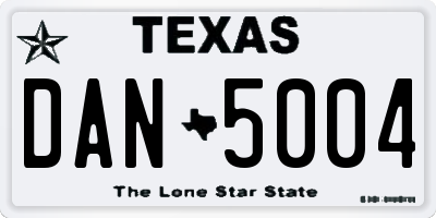 TX license plate DAN5004