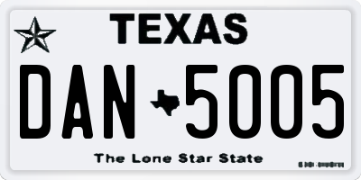 TX license plate DAN5005
