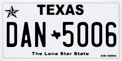 TX license plate DAN5006