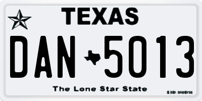TX license plate DAN5013