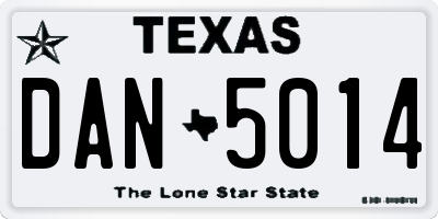 TX license plate DAN5014