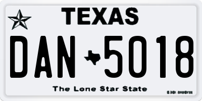 TX license plate DAN5018