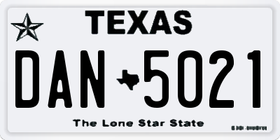 TX license plate DAN5021