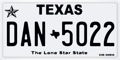 TX license plate DAN5022