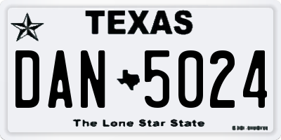 TX license plate DAN5024
