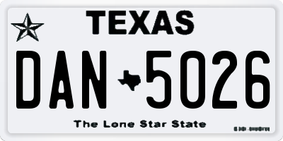 TX license plate DAN5026