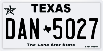 TX license plate DAN5027