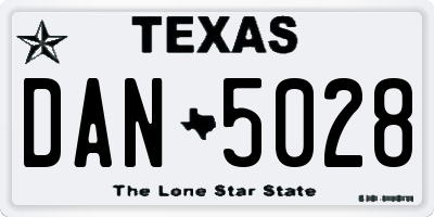 TX license plate DAN5028