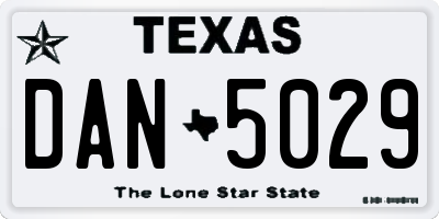 TX license plate DAN5029