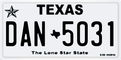 TX license plate DAN5031
