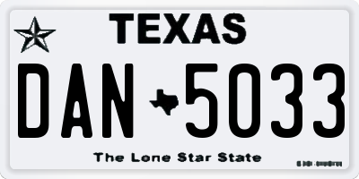TX license plate DAN5033
