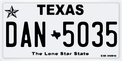 TX license plate DAN5035