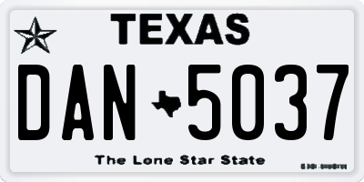 TX license plate DAN5037