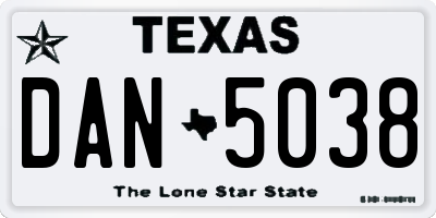 TX license plate DAN5038