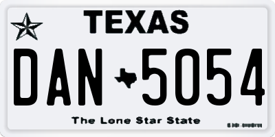 TX license plate DAN5054