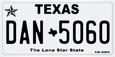 TX license plate DAN5060