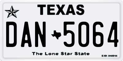 TX license plate DAN5064