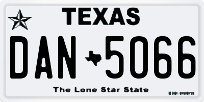 TX license plate DAN5066