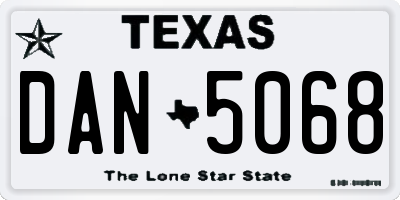 TX license plate DAN5068